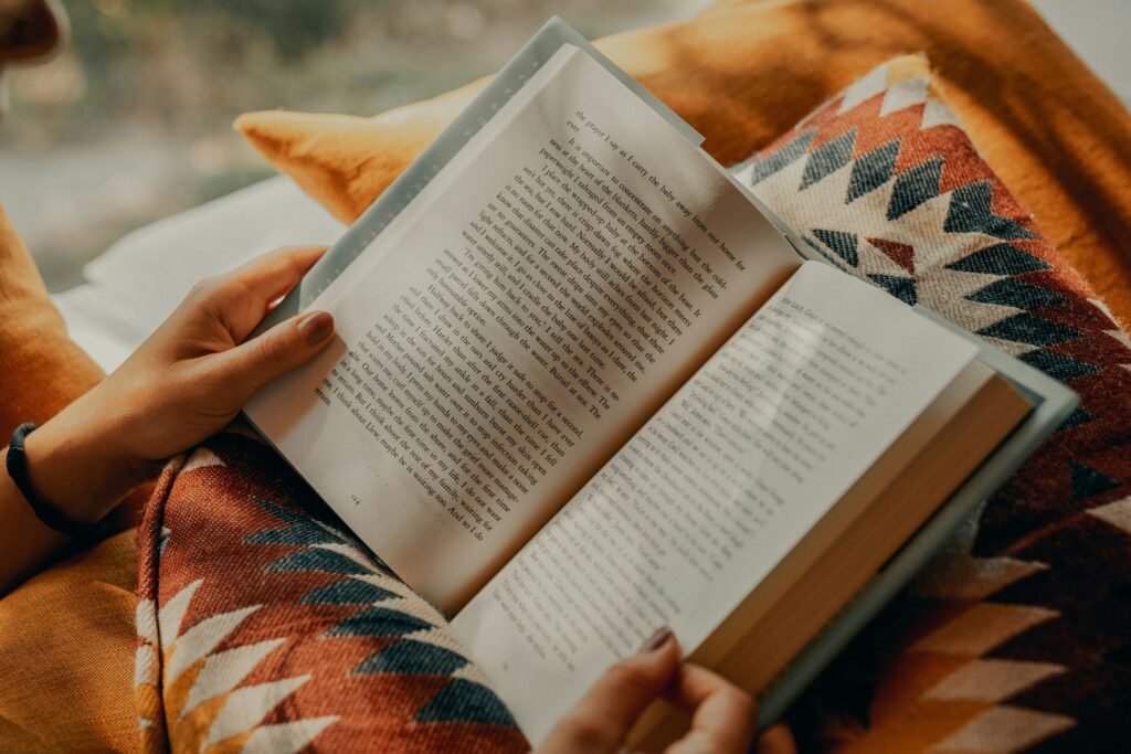 Close-up of an e-ink reader displaying a book page, illustrating Boox's pocket-size Picco e-reader